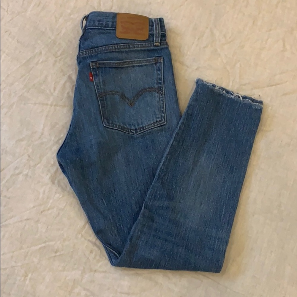 🖤 Levi’s raw hem redone white oak cone denim